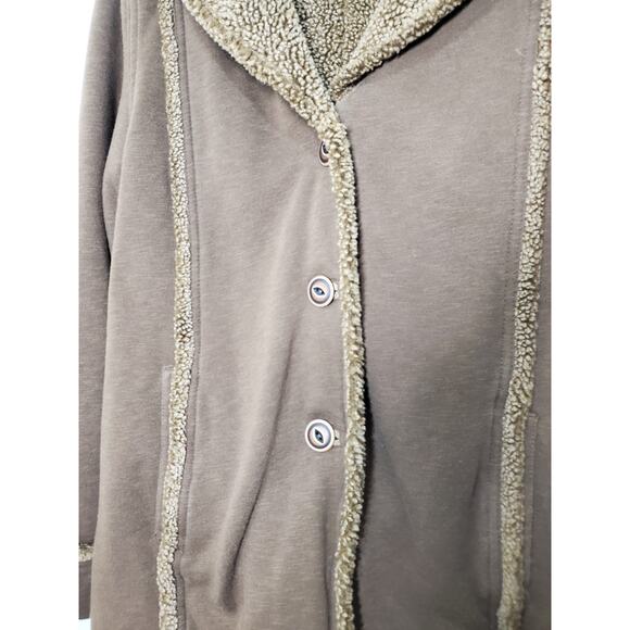 EDDIE BAUER SHERPA FAUX SHEARLING REVERSIBLE COAT SOFT BROWN TRENCH SOFT XL - Picture 14 of 16